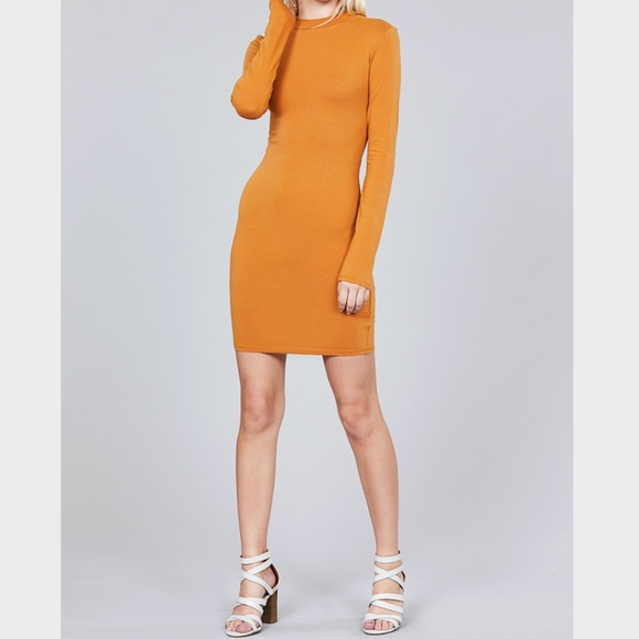 💃🏻 Long Sleeve Mock Neck Strappy Back Mini Dress - Picture 6 of 6